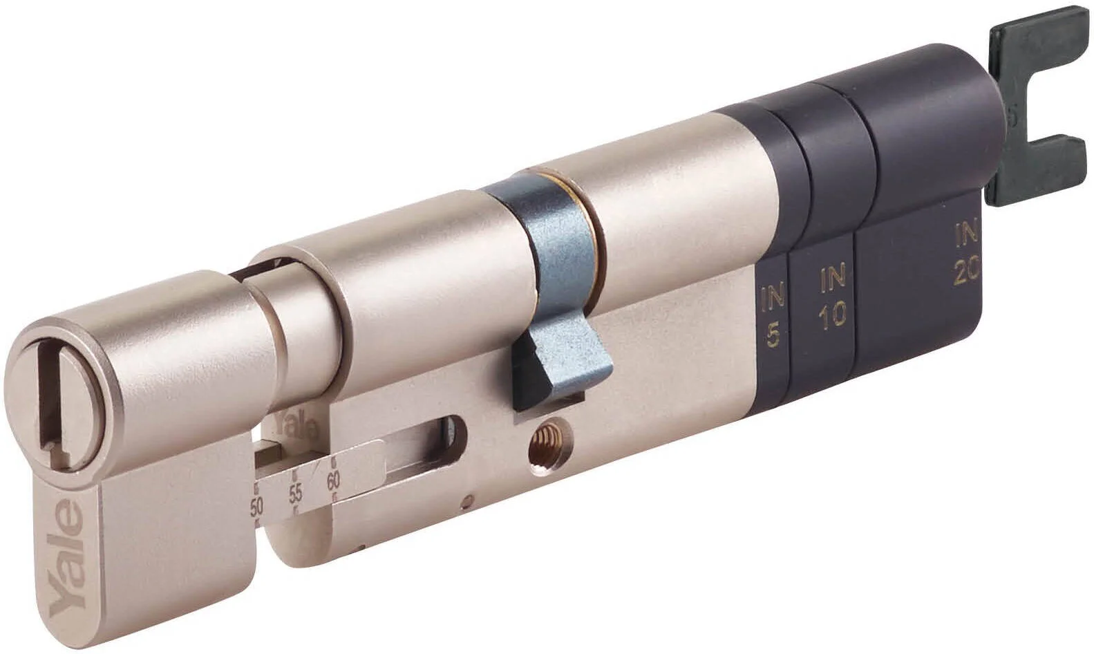 سیلندر قابل تنظیم Yale Linus®، جایگزینی جهانی برای سیلندرهای پروفیل یورو قفل های هوشمند Linus با ویژگی های امنیتی ضد بازکردن قفل، ضد سوراخ کاری و ضد کشش، طول قابل تنظیم | 05/501000/SN