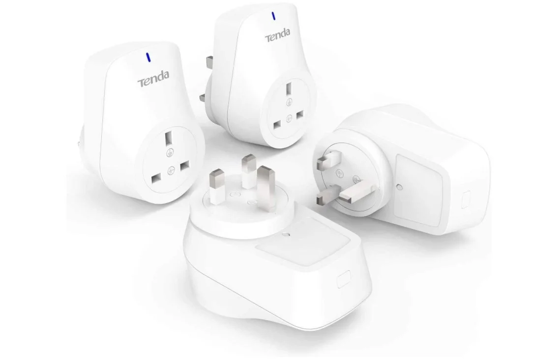 پریز هوشمند وای فای Tenda SP9 UK با قابلیت نظارت بر مصرف انرژی، 2.4 گیگاهرتز / نوع بی سیم 1T1R، 100 - 240VAC، حداکثر بار 13 آمپر، مصرف برق 2.99 کیلو وات، سفید، بسته 4 عددی | SP9 UK-4