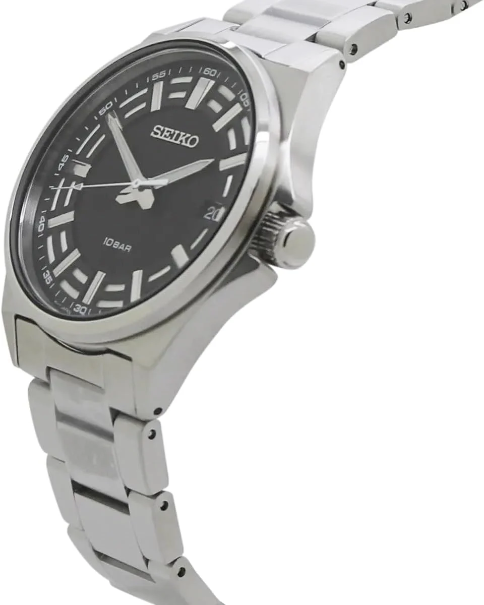 ساعت مچی مردانه سیکو مدل SUR505P1 با صفحه مشکی و بدنه استیل نقره ای