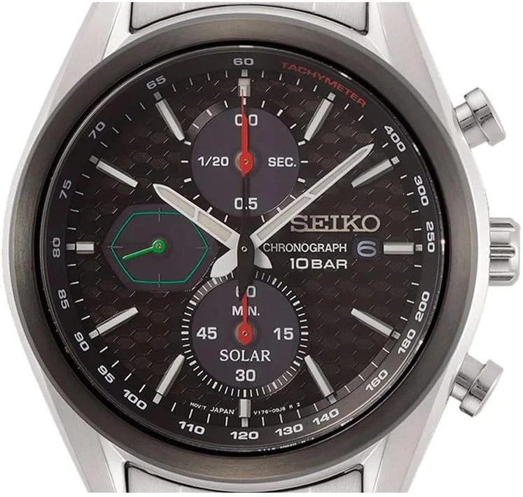 ساعت مچی مردانه سیکو کرونوگراف صفحه مشکی استیل مدل SSC803