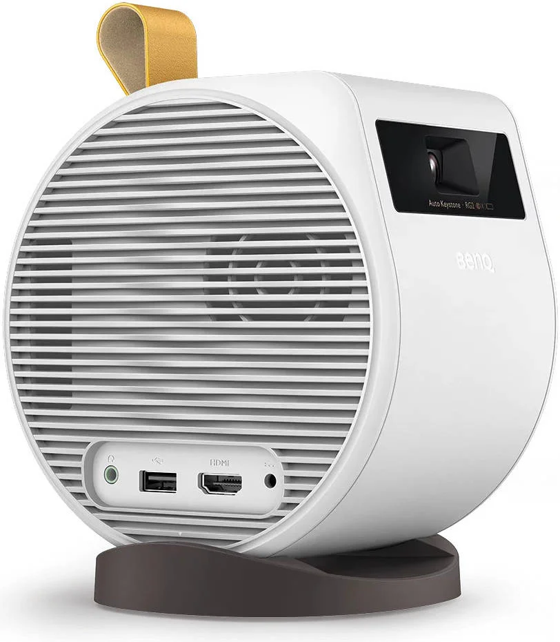 BenQ GV11 200-Lumen WVGA DLP LED Smart Pico Projector, Wall-to-Ceiling Rotating Design, Project an 80" Screen from 7.5' Away, Up to 160 Min Video Playbac, k5W Speaker, White | 9H.JR377.59R