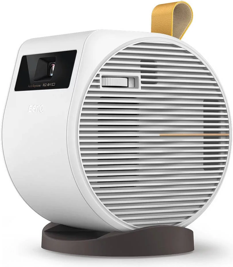 BenQ GV11 200-Lumen WVGA DLP LED Smart Pico Projector, Wall-to-Ceiling Rotating Design, Project an 80" Screen from 7.5' Away, Up to 160 Min Video Playbac, k5W Speaker, White | 9H.JR377.59R