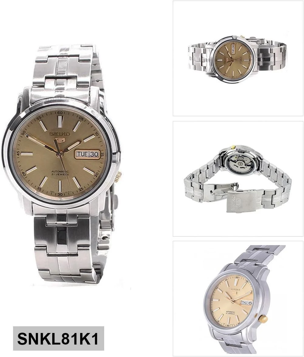 ساعت مچی مردانه سیکو 5 اتوماتیک صفحه شامپاینی استیل مدل SNKL81 ساعت مچی مردانه سیکو 5 اتوماتیک صفحه شامپاینی استیل مدل SNKL81
