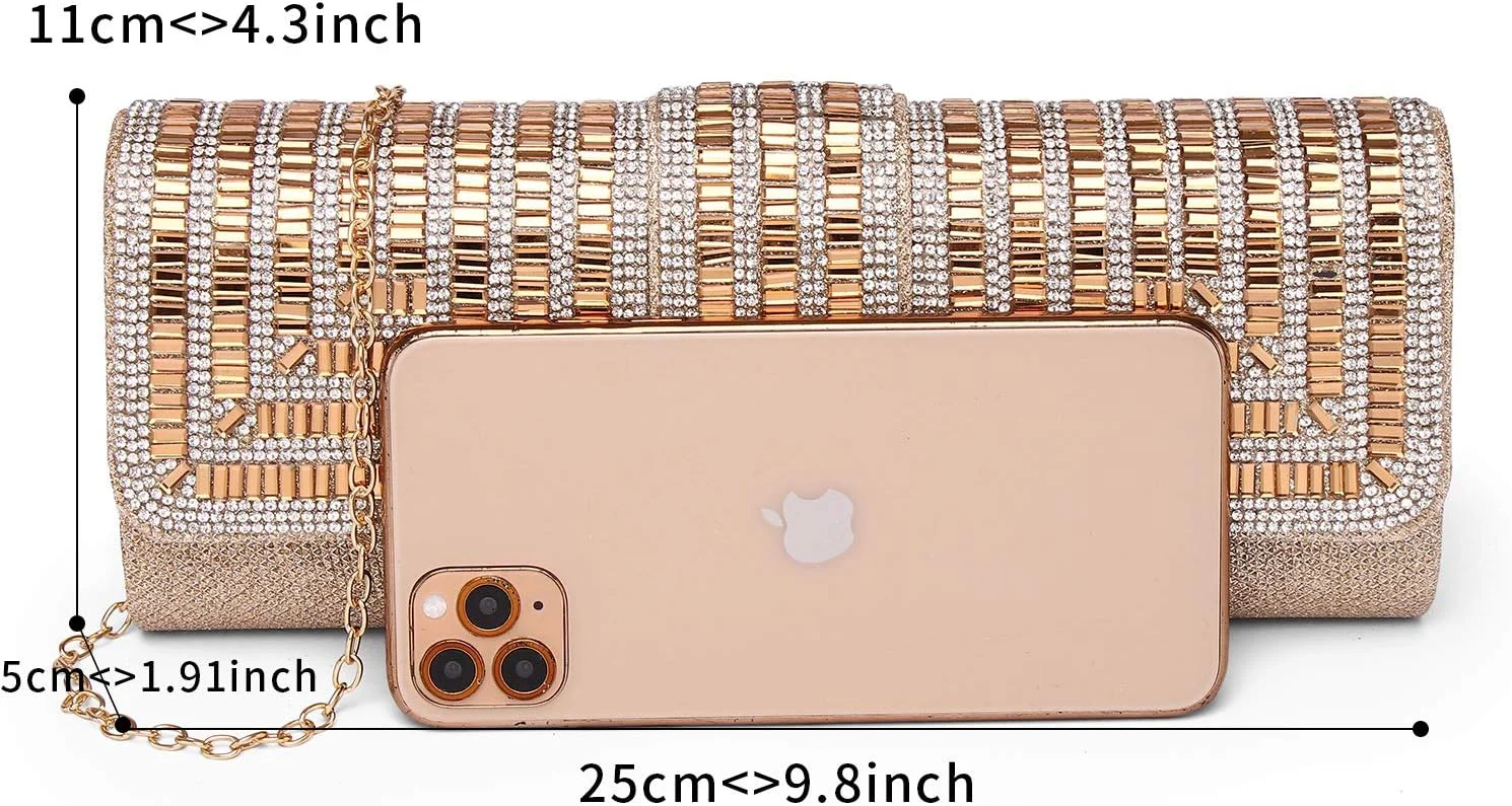 کیف دستی و کیف پول مجلسی زنانه Labair، کیف کریستالی درخشان با سنگ های تزئینی، کیف دستی رسمی مهمانی عروسی.