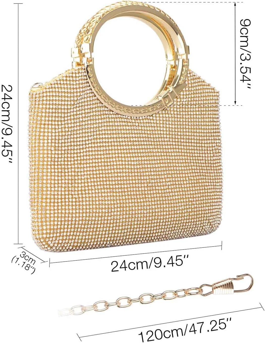 کیف دستی مجلسی نگین دار KASTWAVE، کیف دستی شب کریستالی، کیف پول درخشان عروسی، کیف دستی دیامانته، کیف کراس بادی مهره دار برای مهمانی، نامزدی، شام، ضیافت (کوچک)