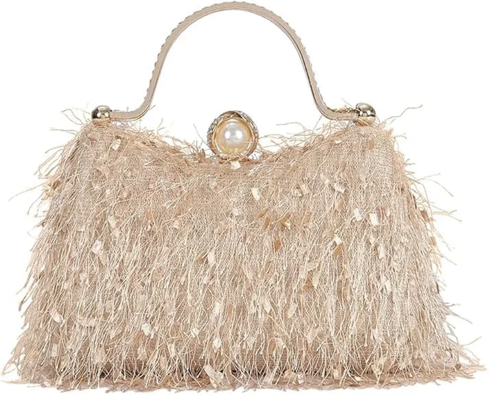 کیف دستی مجلسی زنانه KASTWAVE، کیف کلاچ نگین دار برای عروسی، جشن و مهمانی رسمی - کیف دوشی بند بلند با دسته بالایی شیک، کیف مجلسی شیک برای ضیافت و مناسبت های خاص