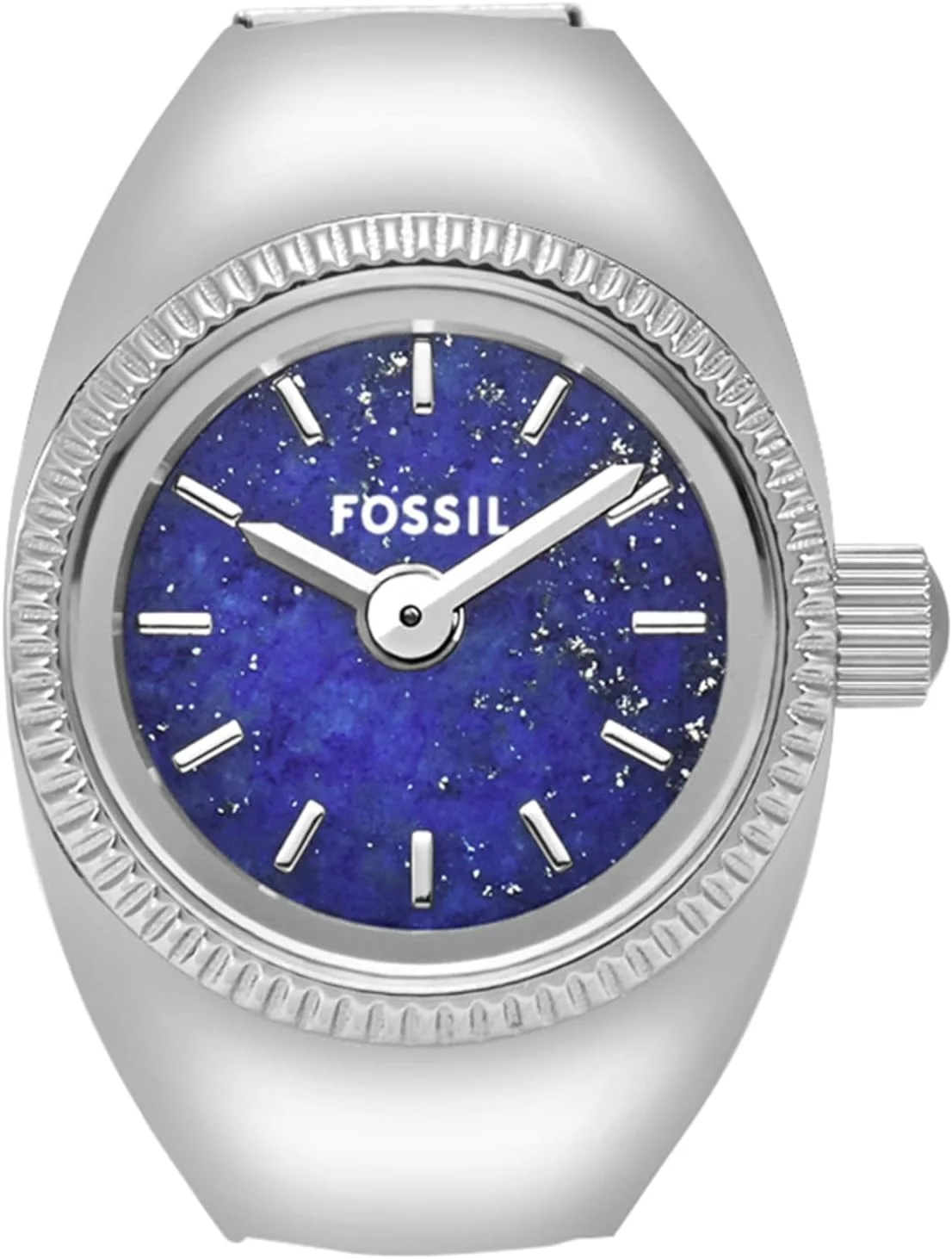 انگشتر ساعت مردانه فسیل نقره ای استیل، ساعت آنالوگ، 15 میلی متر