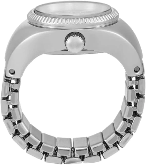 انگشتر ساعت مردانه فسیل نقره ای استیل، ساعت آنالوگ، 15 میلی متر