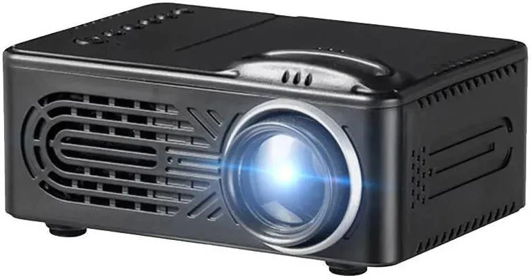 پروژکتور LED قابل حمل کوچک باتری خور، 30 انسی لومن، نسبت تصویر 4:3/16:9، مصرف برق 15 وات، رزولوشن اپتیکال 320x240، صدا 3.5 میلی‌متری، درگاه کارت TF، USB، رابط AV، مشکی | RD-814