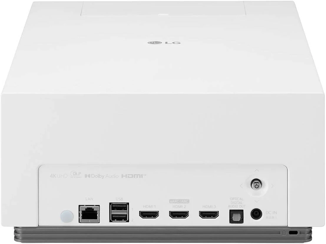 پروژکتور لیزری هوشمند خانگی 4K UHD ال‌جی CineBeam HU710PW با روشنایی 2000 لومن، سیستم عامل AI ThinQ، اتصال Wi-Fi و اترنت، بلندگوهای 2x5W، HDR10 و HLG، HDMI 2.1، 2x HDMI 2.0، سفید | LGHU710PW