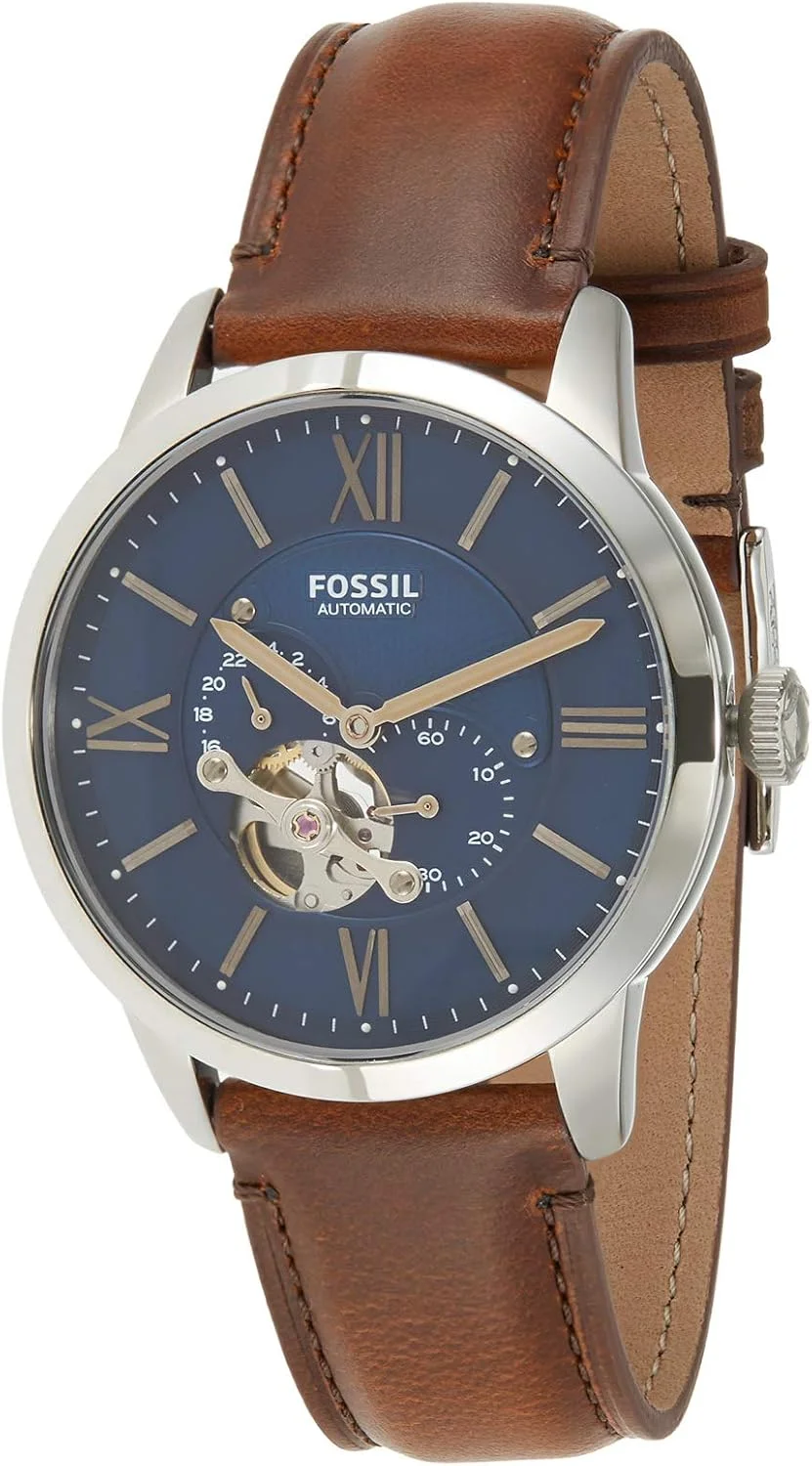 ساعت مچی مردانه فسیل اتوماتیک، نمایشگر آنالوگ و بند چرمی