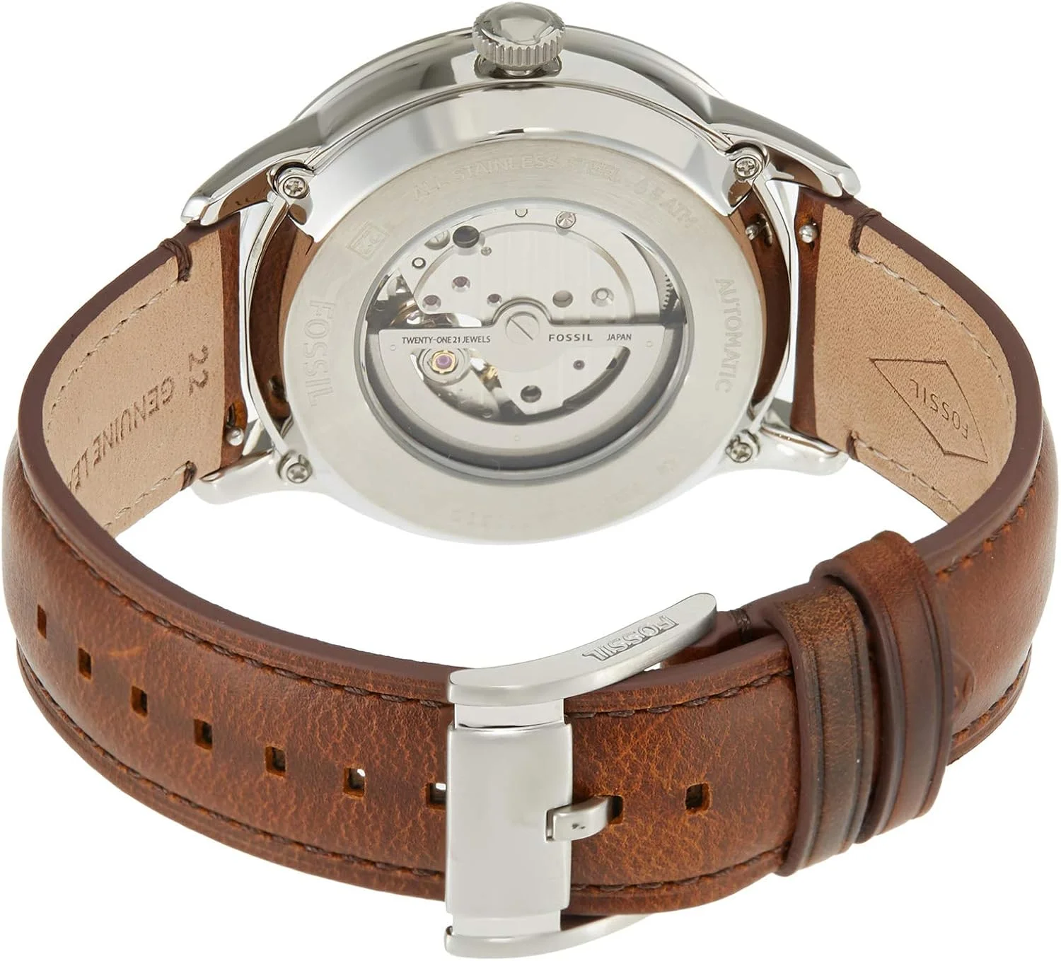 ساعت مچی مردانه فسیل اتوماتیک، نمایشگر آنالوگ و بند چرمی