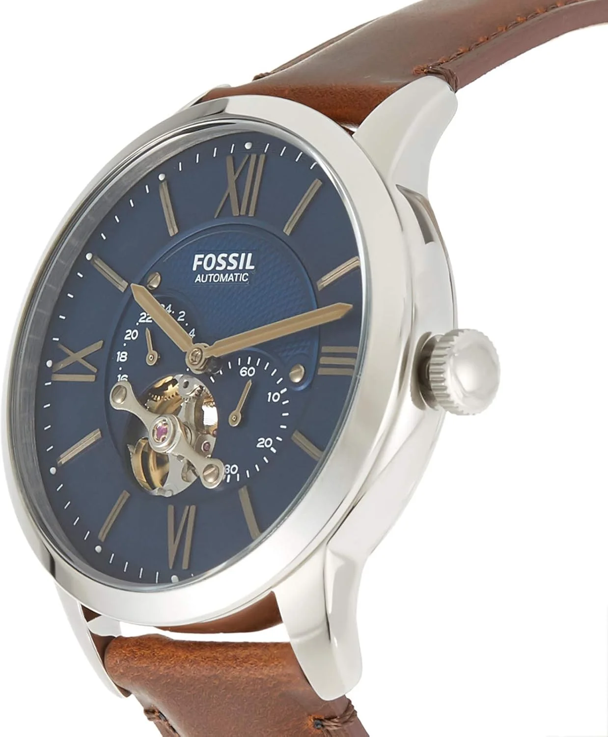 ساعت مچی مردانه فسیل اتوماتیک، نمایشگر آنالوگ و بند چرمی