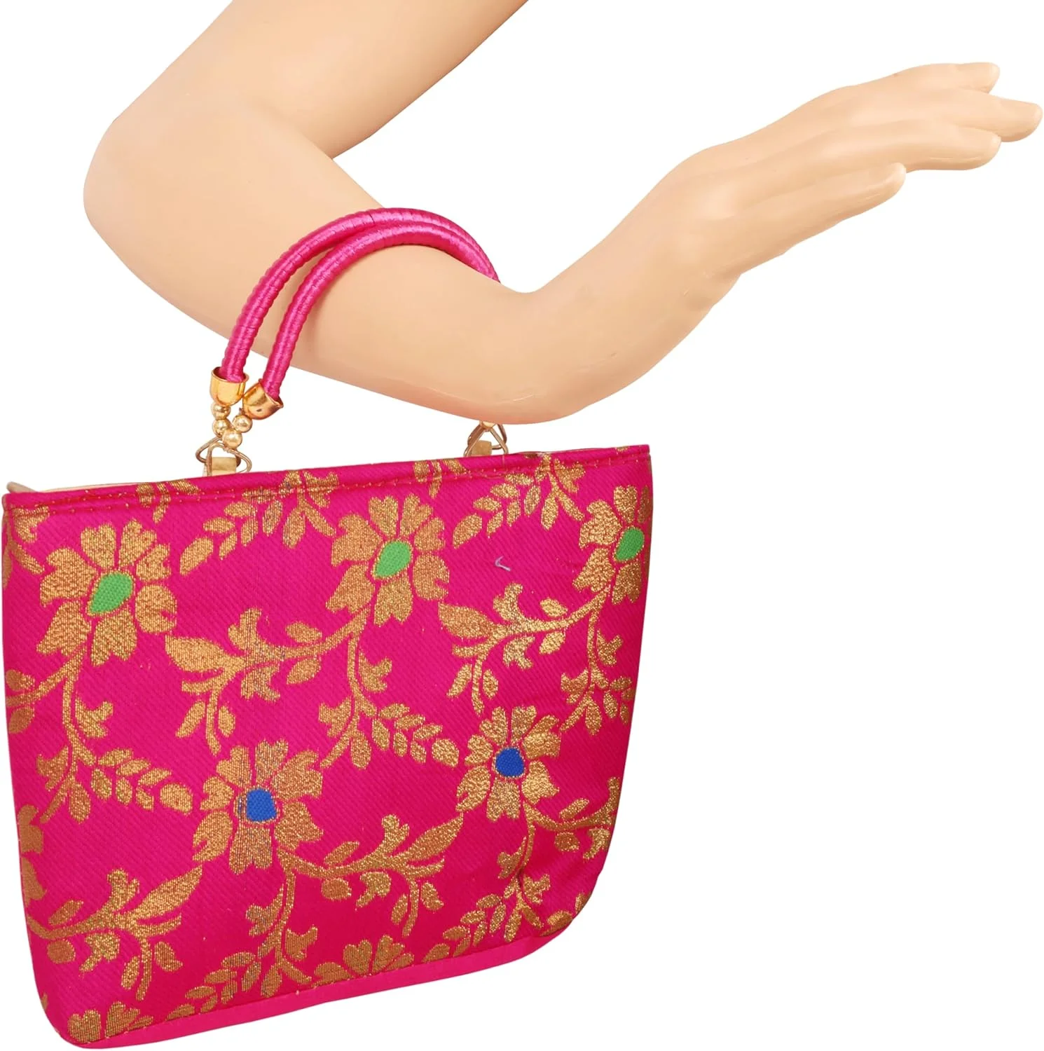 کیف دستی مجلسی زنانه با مهره‌دوزی و طرح گل، مناسب مهمانی و هدیه