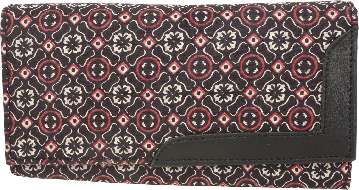 کیف دستی کلاچ چرم مصنوعی زنانه، کیف پول و ارگانایزر، دست ساز هندی، پارچه نخی آجراکی با چاپ دستی، رنگ قرمز قهوه ای کیف دستی کلاچ چرم مصنوعی زنانه، کیف پول و ارگانایزر، دست ساز هندی، پارچه نخی آجراکی با چاپ دستی، رنگ قرمز قهوه ای