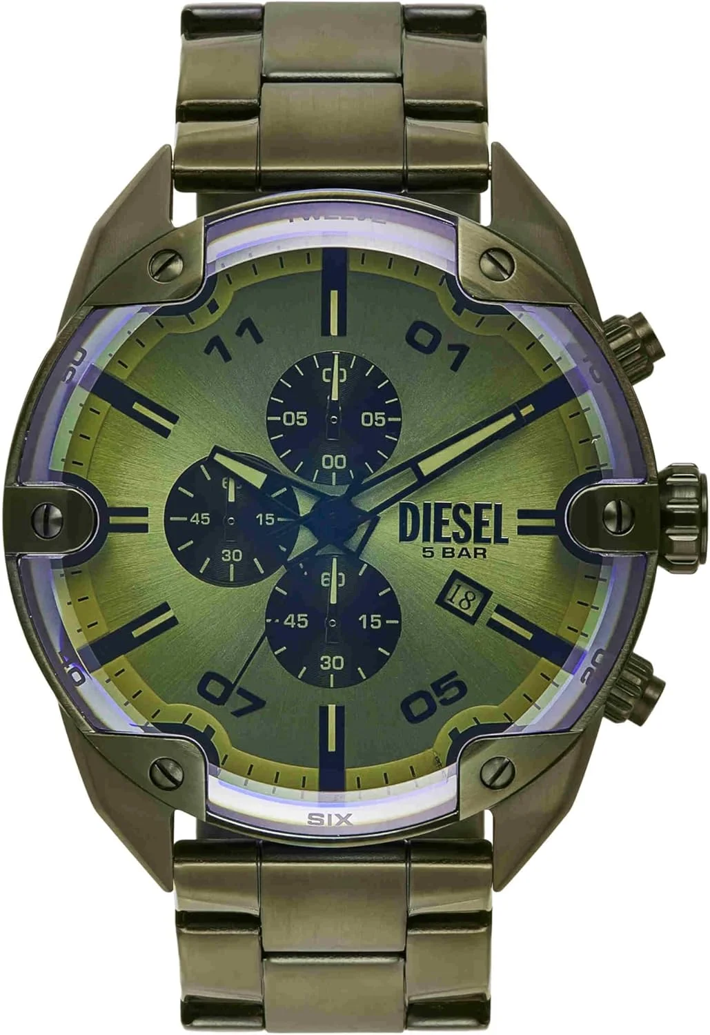 ساعت مردانه دیزل مدل Spiked، ساعت کرنوگراف با دستبند استیل ضد زنگ یا بند چرمی اصل