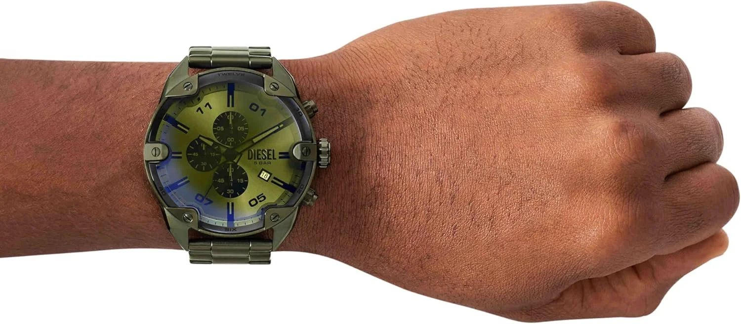 ساعت مردانه دیزل مدل Spiked، ساعت کرنوگراف با دستبند استیل ضد زنگ یا بند چرمی اصل