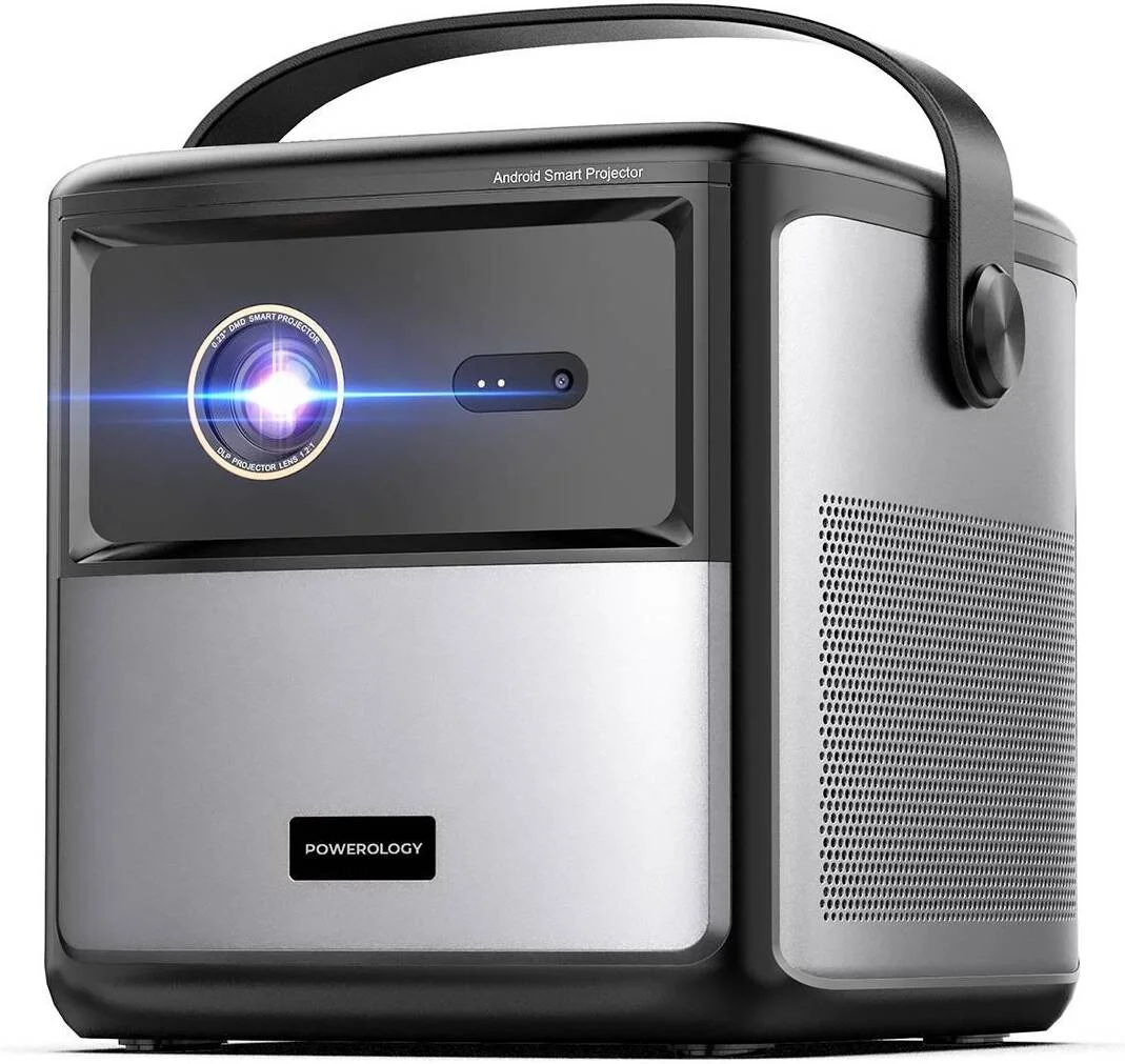 پروژکتور 4K جی‌تی‌وی پاورولوژی مدل PGTVPBK، رزولوشن FHD، وای‌فای، اندروید 9، باتری 15000 میلی‌آمپر ساعت، پشتیبانی از محتوای سه بعدی، رابط صوتی USB و HDMI و 3.5 میلی‌متری، مشکی | PGTVPBK