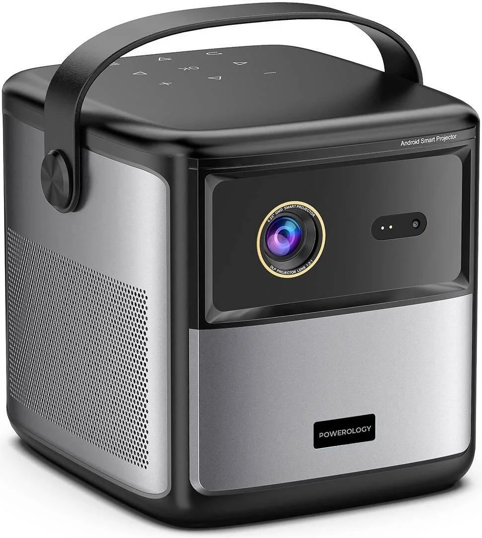 پروژکتور 4K جی‌تی‌وی پاورولوژی مدل PGTVPBK، رزولوشن FHD، وای‌فای، اندروید 9، باتری 15000 میلی‌آمپر ساعت، پشتیبانی از محتوای سه بعدی، رابط صوتی USB و HDMI و 3.5 میلی‌متری، مشکی | PGTVPBK