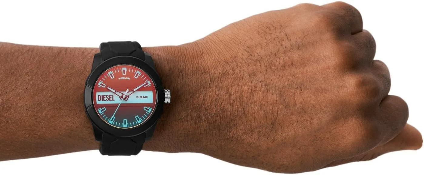 ساعت مچی سه عقربه دیزل مردانه دابل آپ، ساعت نایلونی، سایز قاب 43 میلی متر با بند سیلیکونی