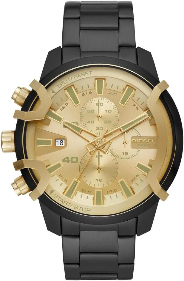 ساعت مچی مردانه دیزل مدل Griffed، کرنوگراف، بدنه استیل ضد زنگ مشکی، DZ4525