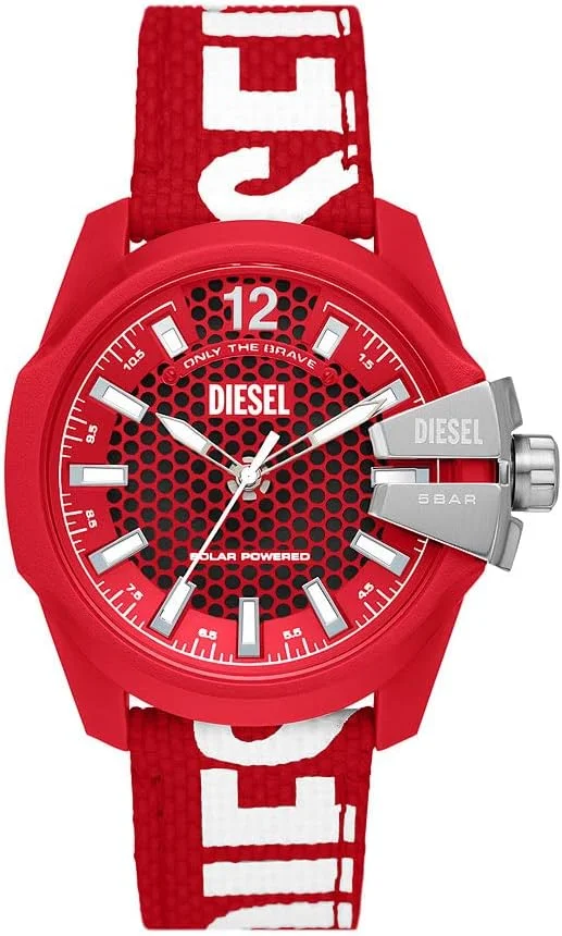 ساعت مچی سه عقربه دیزل مدل Baby Chief با انرژی خورشیدی و بند قرمز rPET - DZ4619