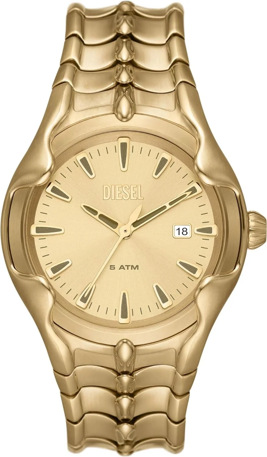 ساعت مچی عقربه ای مردانه دیزل مدل DZ2186، طلایی، مدرن با بند استیل ضد زنگ