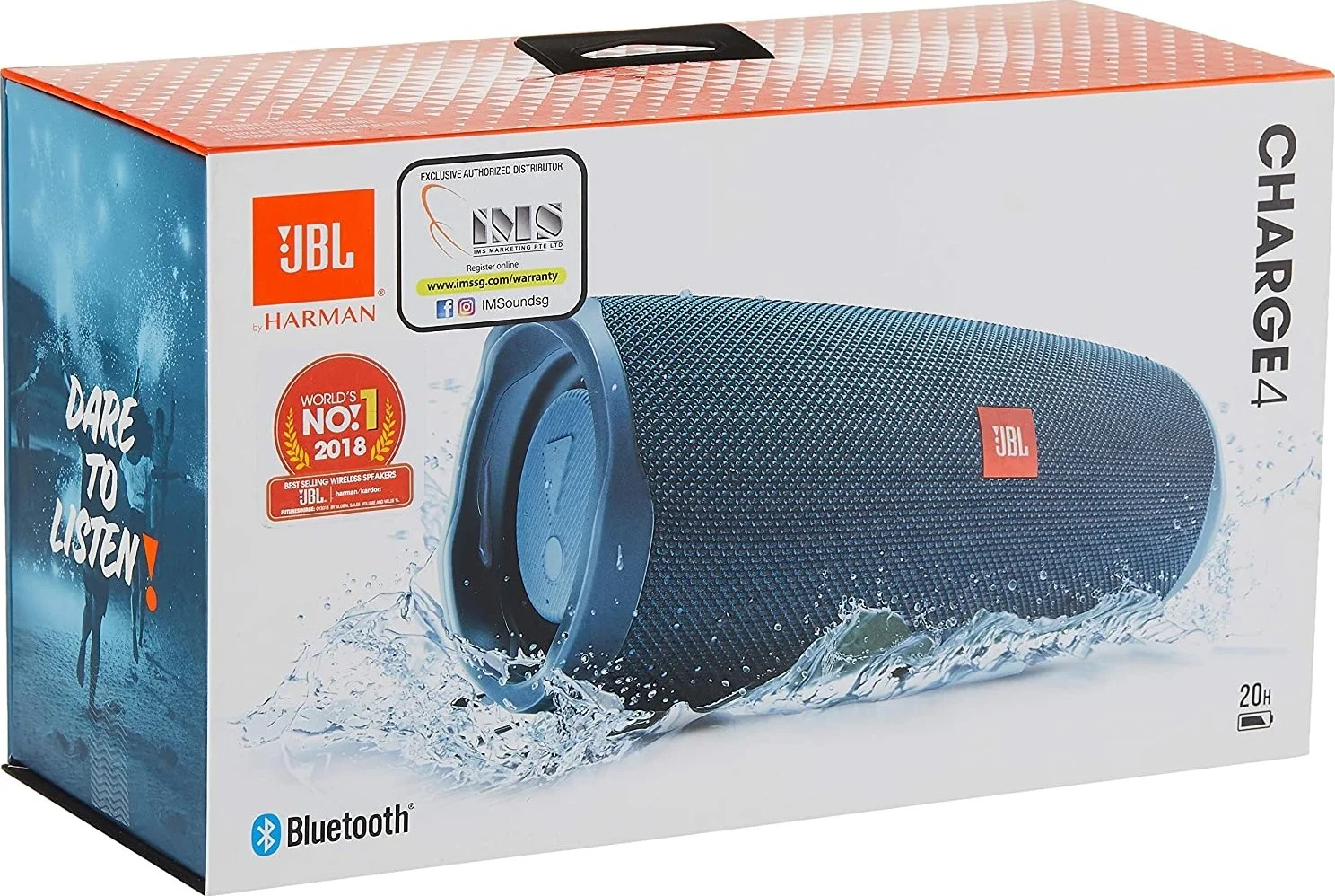 اسپیکر بلوتوثی قابل حمل ضد آب JBL Charge 4 با باتری 20 ساعته، 7500 میلی آمپر ساعت - آبی | CHARGE4-BL