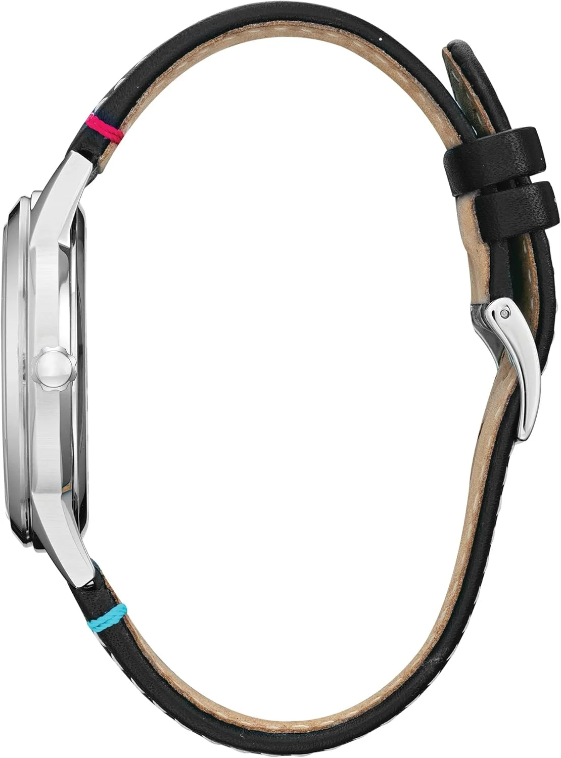 ساعت مچی استیل Citizen Disney Sensational Six با بند چرمی، مشکی، 21 (مدل: AW1235-06W)، نقره ای، تک سایز، میکی/دوستان AW1235-06W ساعت مچی استیل Citizen Disney Sensational Six با بند چرمی، مشکی، 21 (مدل: AW1235-06W)، نقره ای، تک سایز، میکی/دوستان AW1235-06W