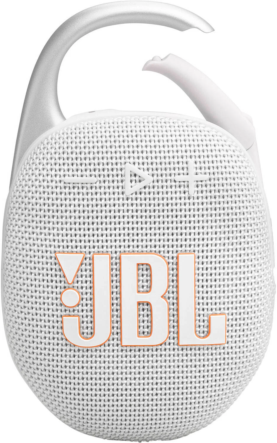 اسپیکر بی سیم قابل حمل و ضد آب JBL Clip 5، صدای JBL Pro، پخش تا 12 ساعت، درایور 1.75 اینچی با رادیاتور پسیو، گیره/دسته کارابین پهن، JBL Auracast، دارای استاندارد IP67، سفید | JB.JBLCLIP5WHT