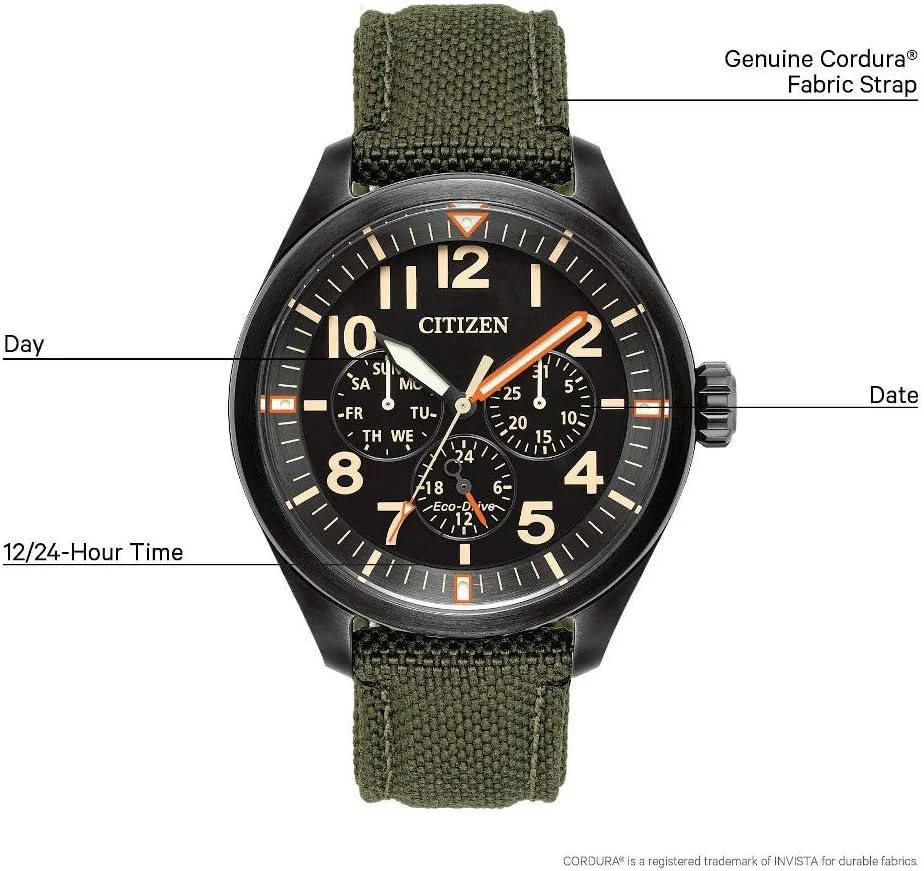 ساعت مچی مردانه سیتیزن، نمایشگر آنالوگ و بند نایلونی مدل BU2055-16E