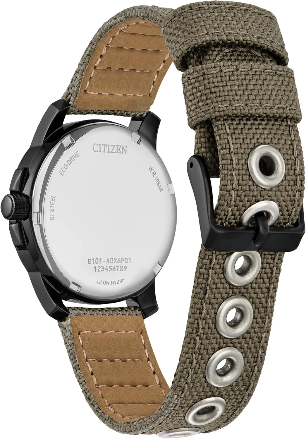 ساعت مچی مردانه سیتیزن اکو-درایو ویکندر گریسون، بدنه استیل ضد زنگ مشکی، بند چرمی خاکی، سه عقربه، نمایش روز/تاریخ (مدل: BM8186-07E) ساعت مچی مردانه سیتیزن اکو-درایو ویکندر گریسون، بدنه استیل ضد زنگ مشکی، بند چرمی خاکی، سه عقربه، نمایش روز/تاریخ (مدل: BM8186-07E)