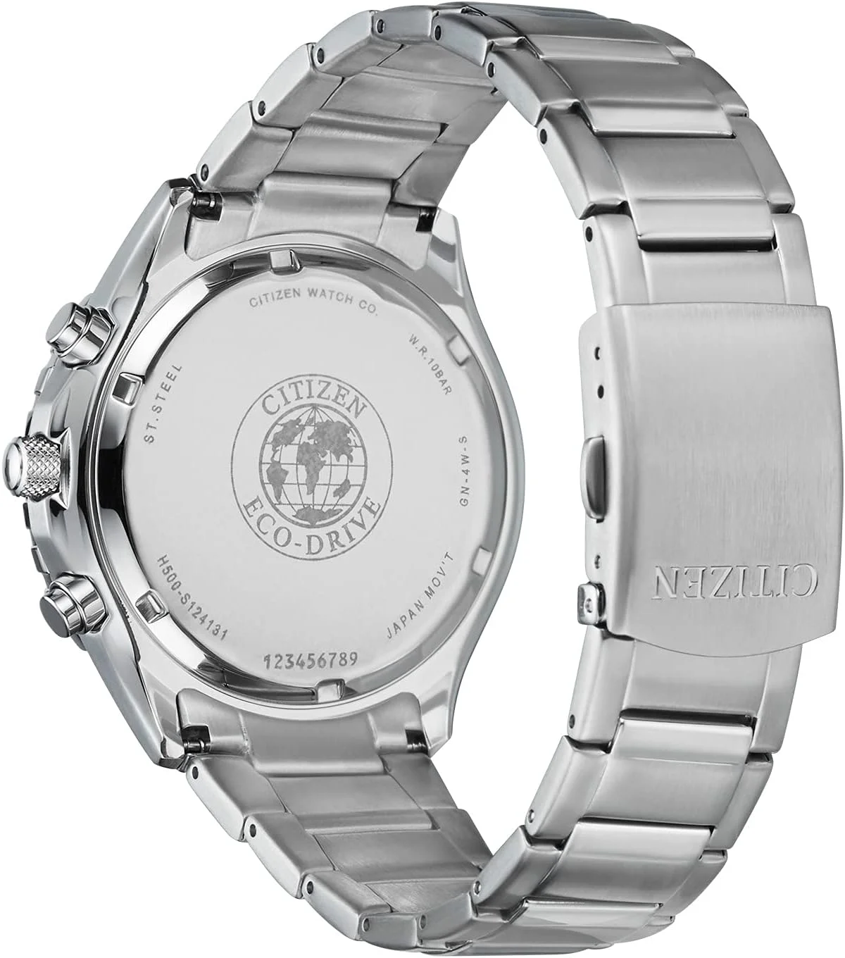 ساعت مچی مردانه سیتیزن اکو-درایو ویکندر کرونوگراف استیل ضد زنگ نقره ای با صفحه مشکی (مدل: AT2387-52E)، نقره ای، کرونوگراف