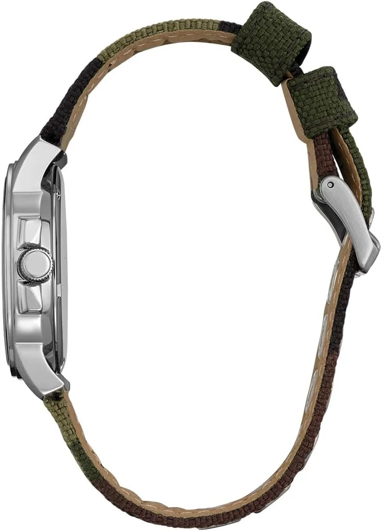 ساعت مچی مردانه سیتیزن مدل Garrison با بند نایلونی، نشانگرهای عربی، مقاوم در برابر آب تا 100 متر، عقربه ها و نشانگرهای شب تاب ساعت مچی مردانه سیتیزن مدل Garrison با بند نایلونی، نشانگرهای عربی، مقاوم در برابر آب تا 100 متر، عقربه ها و نشانگرهای شب تاب