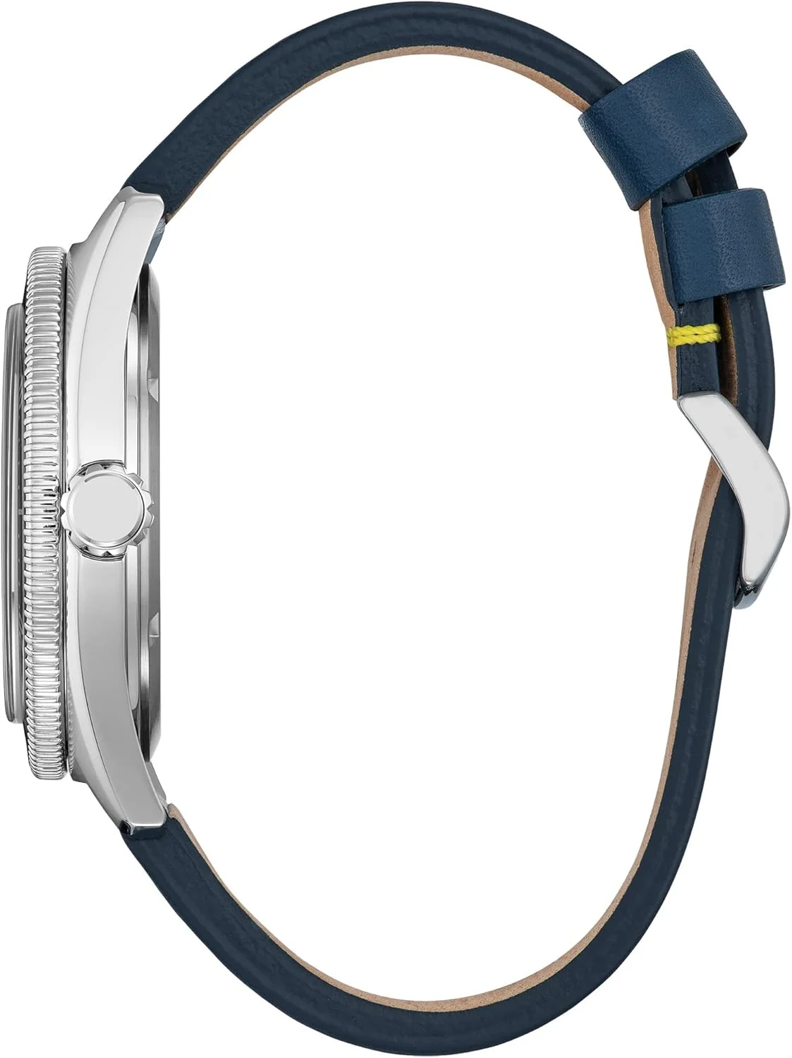 ساعت مچی مردانه سیتیزن اکو-درایو دیزنی طرح دانلد داک، استیل ضد زنگ با بند چرمی آبی، سه عقربه تاریخ دار، شب نما، 42 میلی متر (مدل: AW1790-05W)، نقره ای-آبی، مدرن