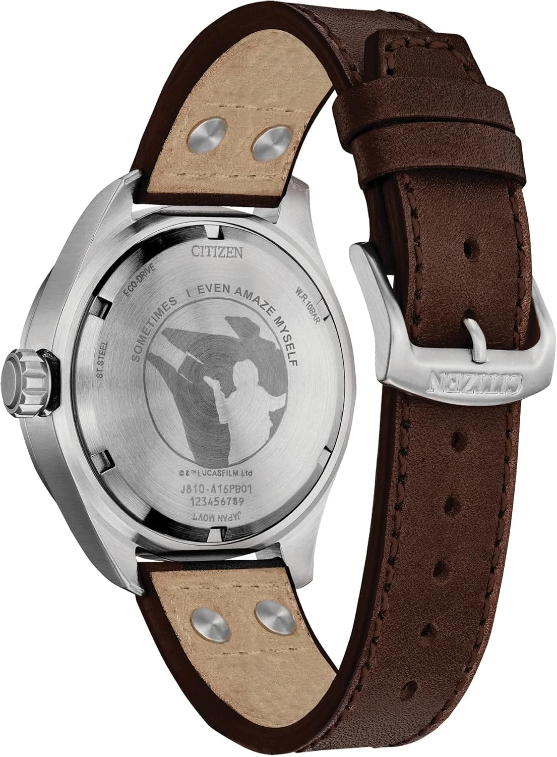 ساعت مردانه سیتیزن اکو-درایو جنگ ستارگان طرح هان سولو، استیل ضد زنگ با بند چرمی قهوه ای، صفحه آبی، شب نما، 43 میلی متر (مدل: AW5009-03W)