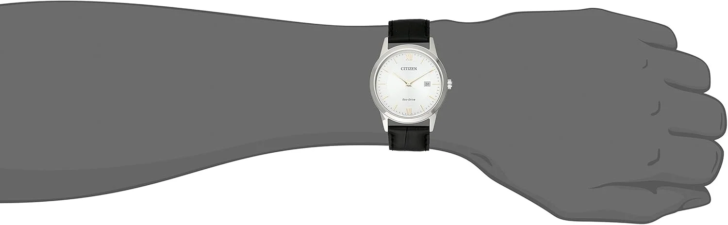 ساعت مچی مردانه سیتیزن کلاسیک اکو-درایو با بند چرمی، سه عقربه و نمایشگر تاریخ