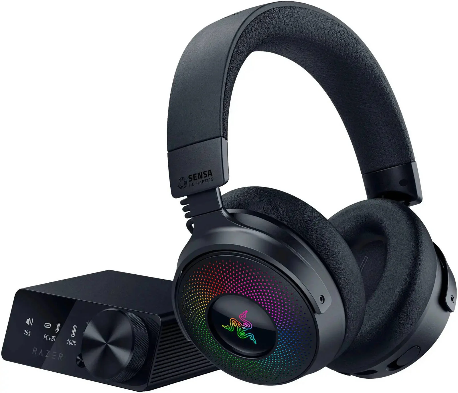 هدست گیمینگ بیسیم Razer Kraken V4 Pro، درایور 40 میلیمتری، Razer TriForce Bio-Cellulose Type، میکروفون جمعشونده Razer HyperClear Super Wideband، دریافت یک طرفه، مشکی | RZ04-05160100-R3M1 هدست گیمینگ بیسیم Razer Kraken V4 Pro، درایور 40 میلیمتری، Razer TriForce Bio-Cellulose Type، میکروفون جمعشونده Razer HyperClear Super Wideband، دریافت یک طرفه، مشکی | RZ04-05160100-R3M1