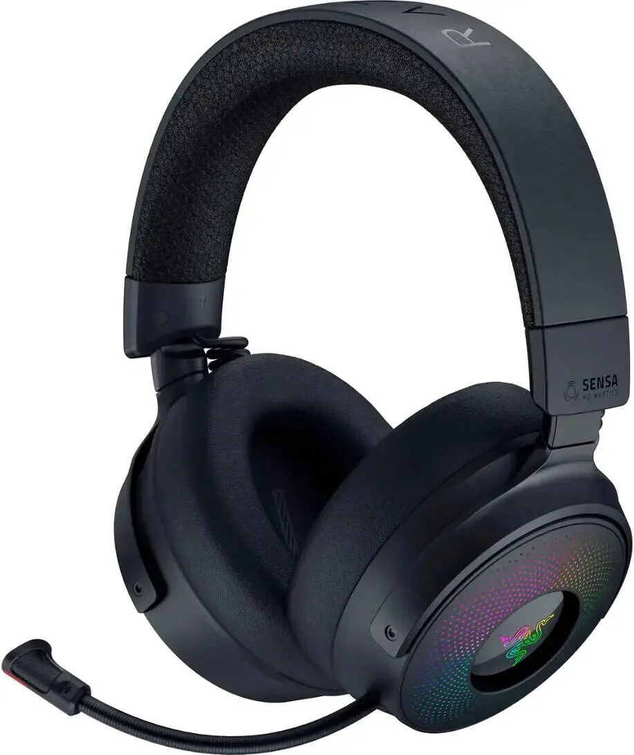 هدست گیمینگ بیسیم Razer Kraken V4 Pro، درایور 40 میلیمتری، Razer TriForce Bio-Cellulose Type، میکروفون جمعشونده Razer HyperClear Super Wideband، دریافت یک طرفه، مشکی | RZ04-05160100-R3M1 هدست گیمینگ بیسیم Razer Kraken V4 Pro، درایور 40 میلیمتری، Razer TriForce Bio-Cellulose Type، میکروفون جمعشونده Razer HyperClear Super Wideband، دریافت یک طرفه، مشکی | RZ04-05160100-R3M1