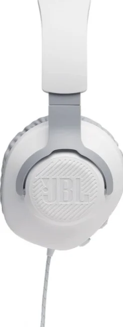 هدست گیمینگ سیمی JBL Quantum 100 با میکروفون تاشو، درایورهای دینامیک 40 میلی‌متری، کنترل‌ها و میکروفون روی کاپ گوش سمت چپ، بالشتک‌های فوم حافظه‌دار، سازگار با پلتفرم‌های مختلف، 3.5 میلی‌متری، سفید | QUANTUM100-WH