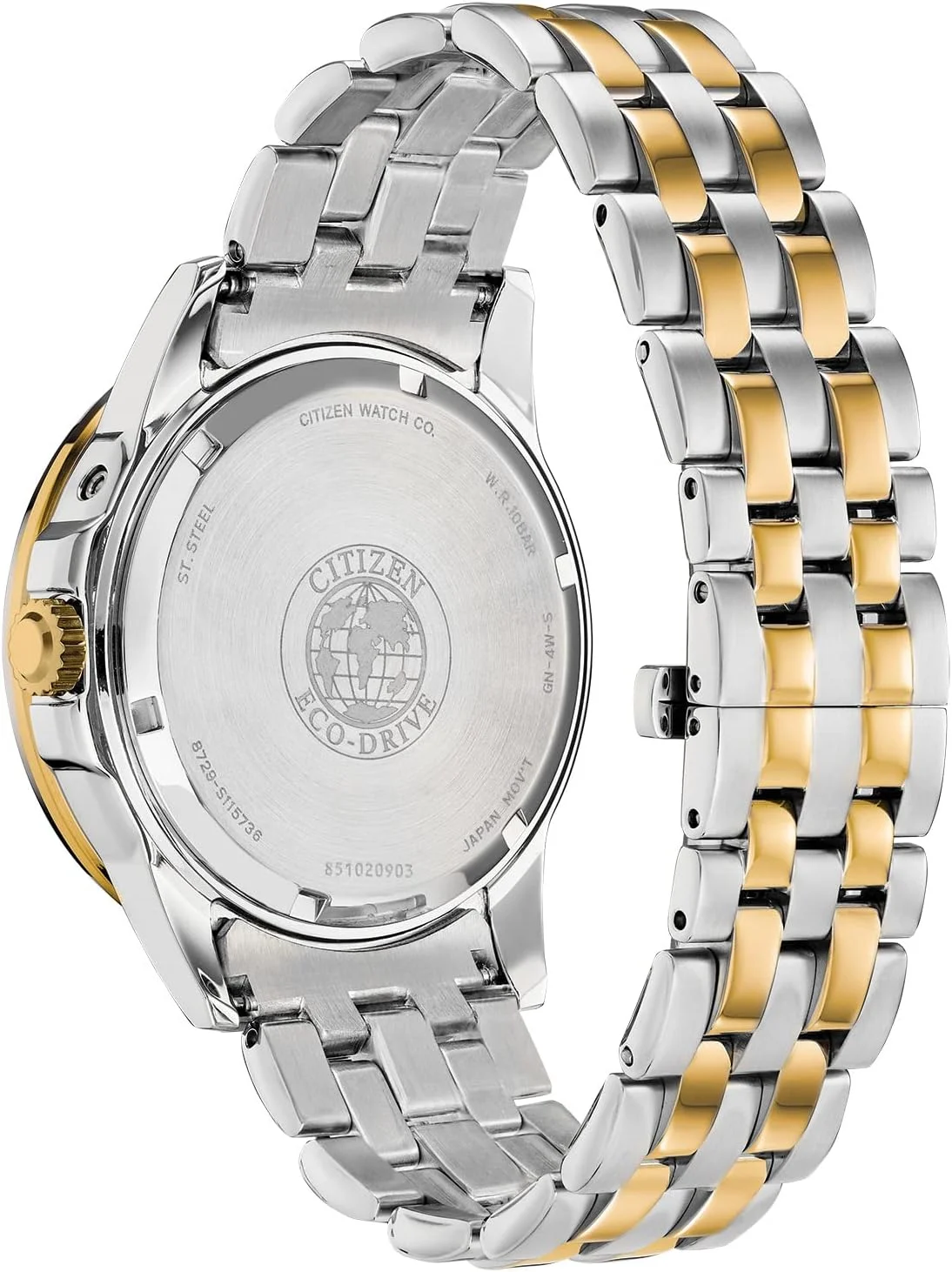 ساعت مردانه سیتیزن Calendrier Eco-Drive، استیل ضد زنگ، دستبند دو رنگ، صفحه آبی