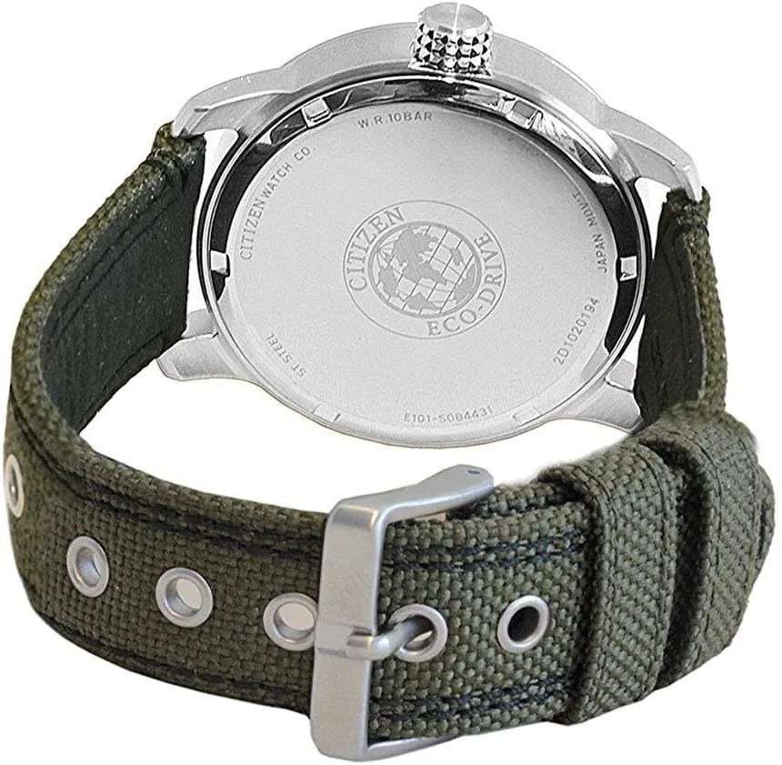 ساعت مچی عقربه‌ای مردانه سیتیزن با بند نایلونی مدل BM8470-11EE، مشکی/سبز، بند