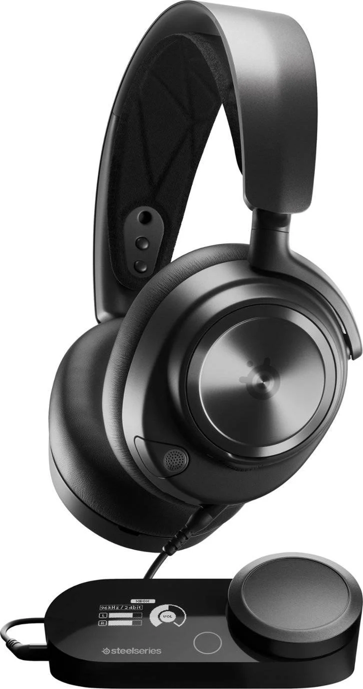 هدست گیمینگ سیمی SteelSeries Arctis Nova Pro، درایورهای Hi-Fi ممتاز، صدای Hi-Res، صدای فضایی 360 درجه، Game DAC Gen 2، Quad-DAC، میکروفون ClearCast Gen 2، PC، PS5/PS4، Switch، Xbox، مشکی | 61528 هدست گیمینگ سیمی SteelSeries Arctis Nova Pro، درایورهای Hi-Fi ممتاز، صدای Hi-Res، صدای فضایی 360 درجه، Game DAC Gen 2، Quad-DAC، میکروفون ClearCast Gen 2، PC، PS5/PS4، Switch، Xbox، مشکی | 61528