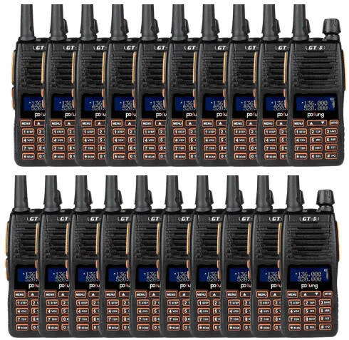 رادیو دو بانده BAOFENG GT-5 5W، فرکانس VHF 144-148MHz و UHF 420-450MHz، 128 کانال، مانیتور کانال، ذخیره باتری، هشدار کمبود باتری، تنظیم ROGER، هشدار اضطراری، بسته 20 عددی، مشکی | GT-520