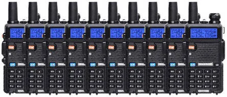 رادیو دو طرفه آنالوگ دو باندی BAOFENG UV-5R 5W، محدوده فرکانس UHF/VHF، تُن برست 1750 هرتز، چراغ قوه LED، هشدار اضطراری، تنظیم راجر، تایمر تایم اوت، باتری 1800 میلی آمپر ساعتی، بسته 10 عددی، مشکی | UV-5R10