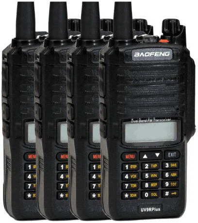 رادیو دو طرفه Baofeng UV-9R Plus، هندزفری، دو بانده، نور پس زمینه خودکار، تایمر تایم اوت، اعلان صوتی، قفل خودکار صفحه کلید، آلارم اضطراری، چراغ قوه، هشدار کمبود باتری، بسته 4 عددی، مشکی | UV9RP