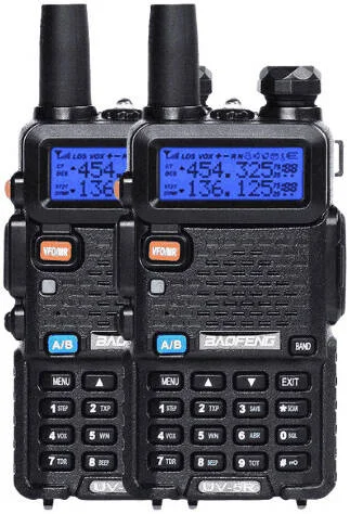 رادیو دو طرفه آنالوگ دو بانده BAOFENG UV-5R 5W، محدوده فرکانس UHF/VHF، تُن برست 1750 هرتز، چراغ قوه LED، هشدار اضطراری، تنظیم راجر، تایمر تایم اوت، باتری 1800 میلی آمپر ساعتی، بسته 2 عددی، مشکی | UV-5R2