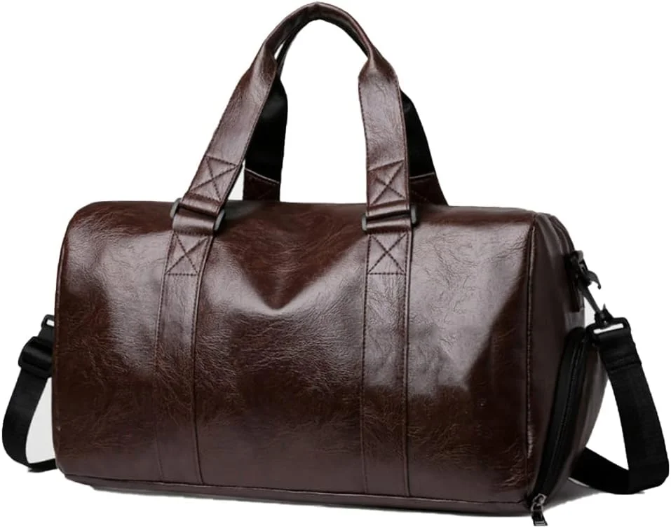 کیف ورزشی باشگاه AioTio، کیف دوشی تمرینات ورزشی، کیف دستی PU ضد آب با ظرفیت بزرگ مناسب آقایان و بانوان با محفظه کفش و کیف جداکننده خشک و مرطوب (قهوه ای)