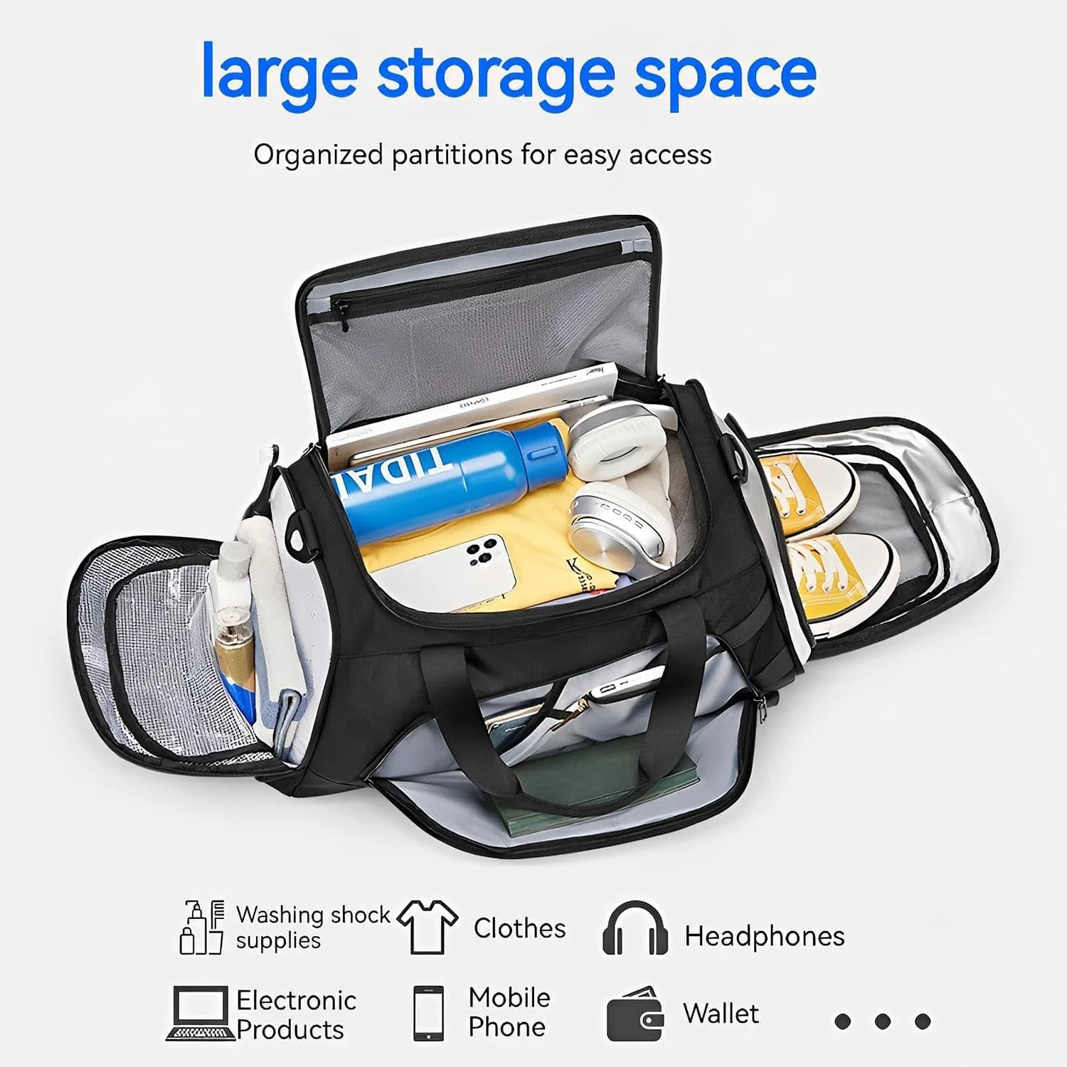 کیف ورزشی متوسط با محفظه کفش، کیف دافل ورزشی بزرگ با ظرفیت بالا برای مردان، کیف ورزشی ضد آب برای زنان، کیف دافل کوچک و سبک برای سفر کاری و ورزش (مشکی) کیف ورزشی متوسط با محفظه کفش، کیف دافل ورزشی بزرگ با ظرفیت بالا برای مردان، کیف ورزشی ضد آب برای زنان، کیف دافل کوچک و سبک برای سفر کاری و ورزش (مشکی)