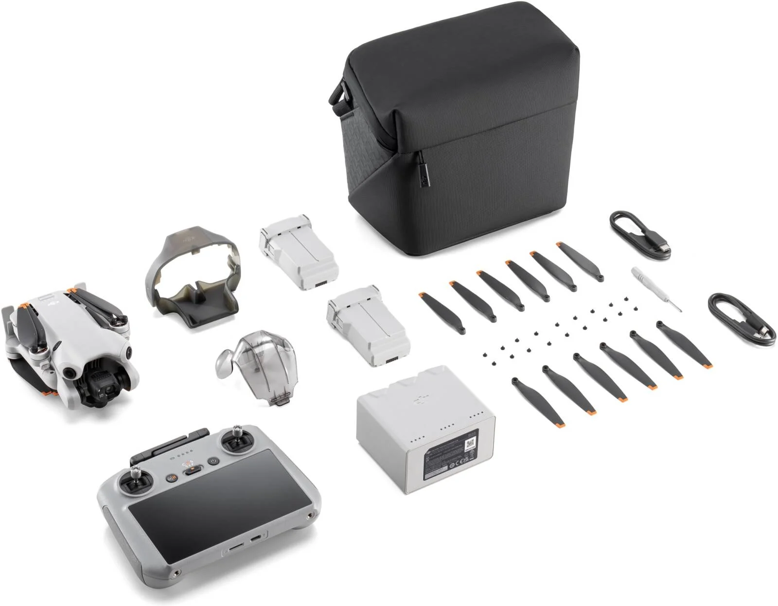 DJI Mini 4 Pro Fly More Combo Plus (DJI RC 2)، سنسور CMOS 1/1.3 اینچی، فناوری ActiveTrack 360°، هاب شارژ دو طرفه، 3 عدد باتری پرواز هوشمند پلاس، کابل Type-C به Type-C PD | MT4MFVD